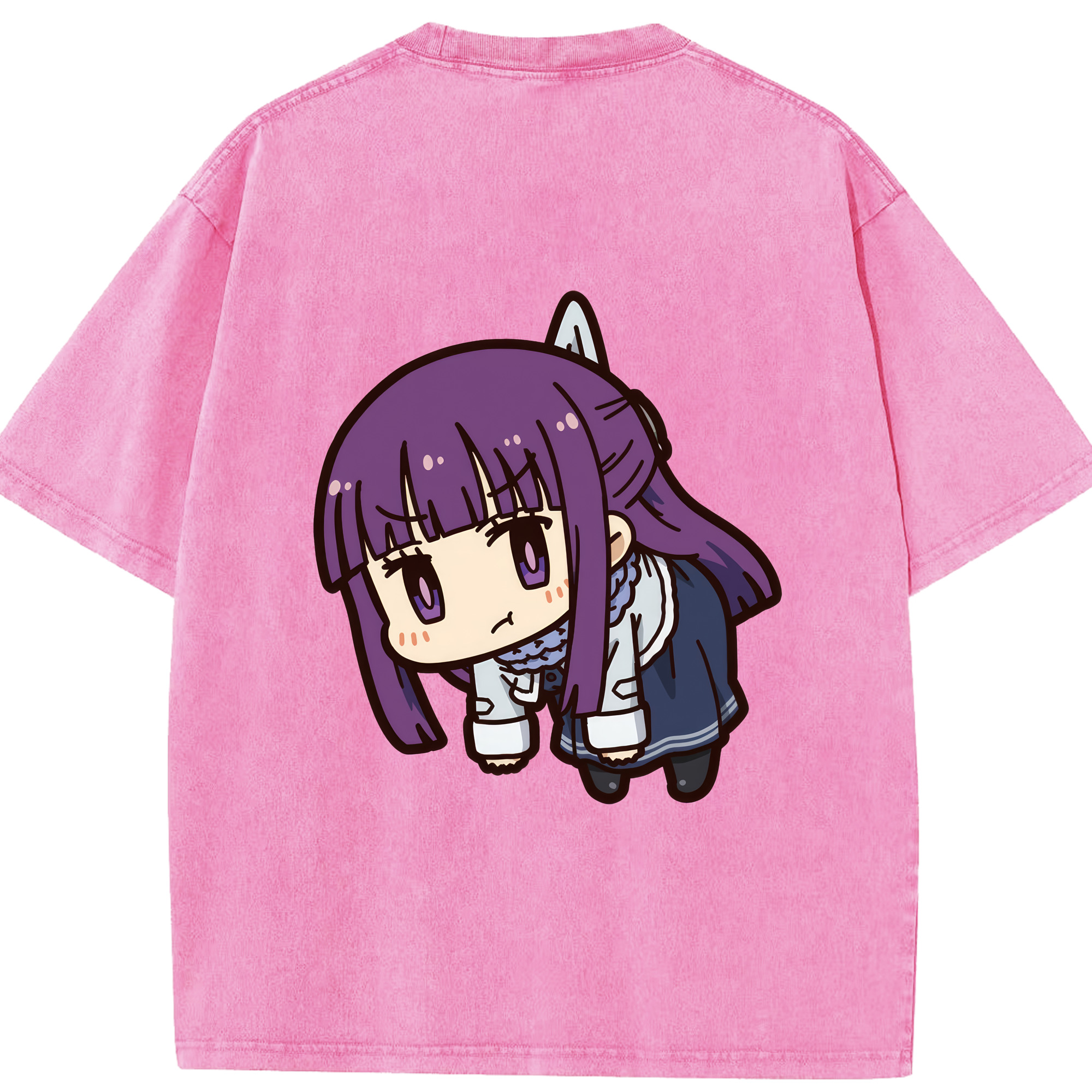 （画像用） 葬送のフリーレン Frieren 綿100% ヴィンテージ風 半袖Tシャツ（背面プリント）